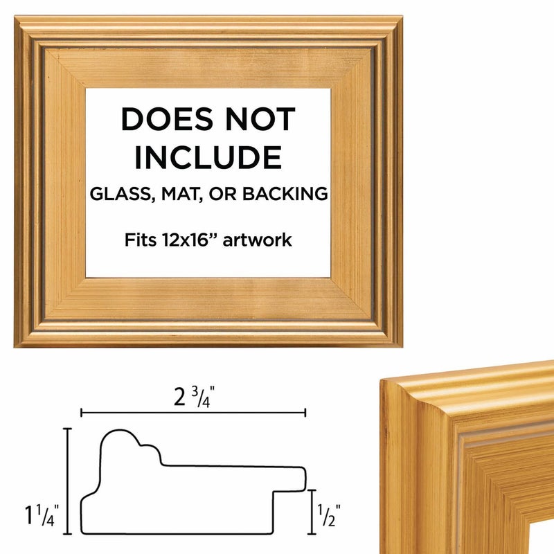 Creative Mark Plein Air Style Frame, Hand Leafed Gold, 12x16-2.75" Wide Moulding with 1/2" Rabbet Depth, Open Back W/O Glazing, Museum Quality, For Art Panels, Stretched Canvas, Pictures & More - Image 3